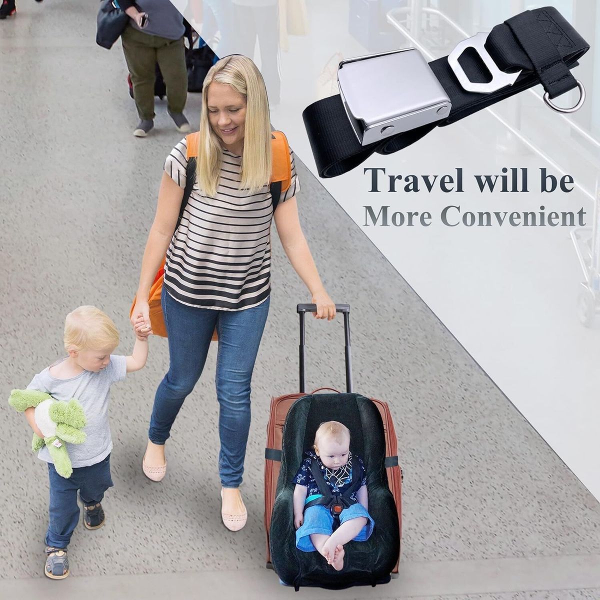 旅行便攜固帶 | 嬰兒車拉杆箱捆綁帶 | 汽車座椅固定帶 | 香港熱賣出行配件- 黑色 均碼