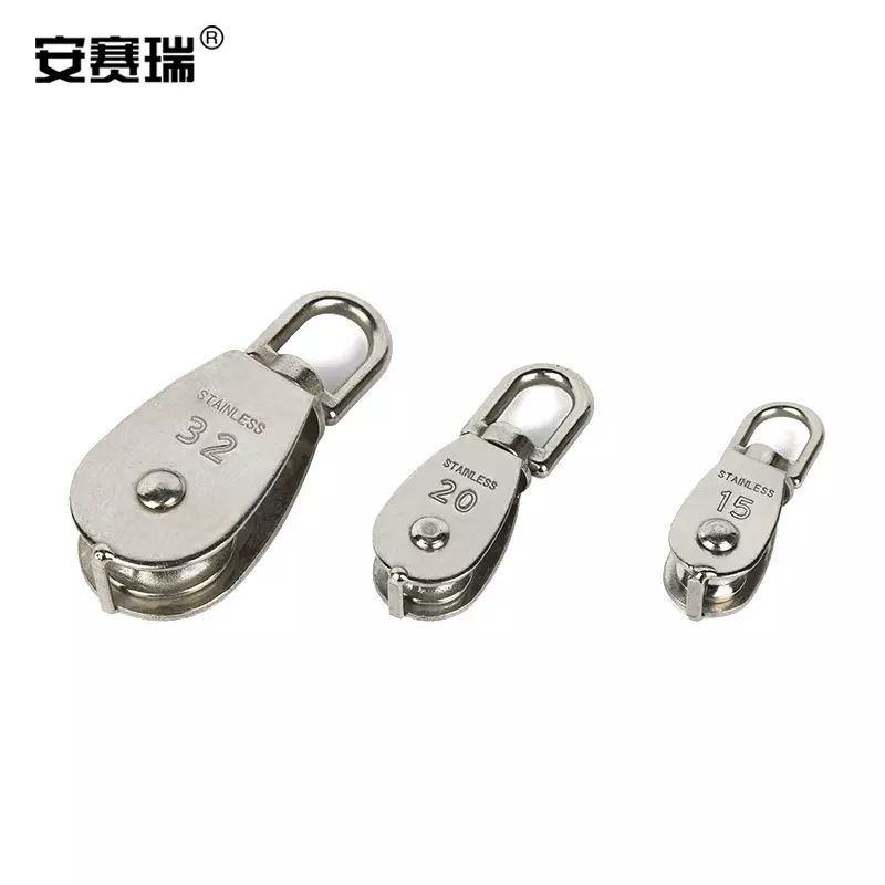 安赛瑞 不锈钢单滑轮 304不锈钢钢丝绳滑轮牵引轮起重滑轮 430714