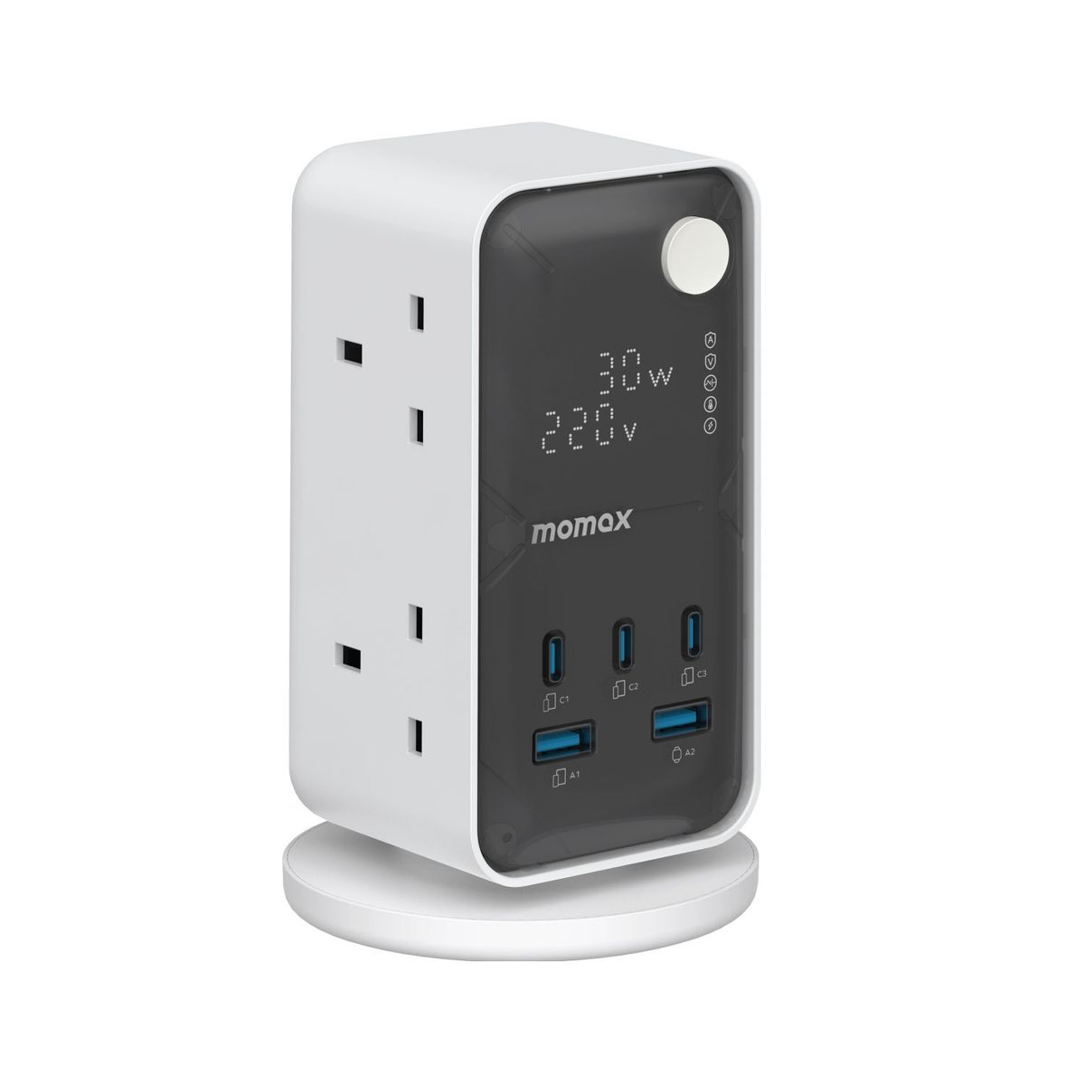 1-Charge Work Flow 6-Outlet GaN Power Tower 35W with USB Ports US21