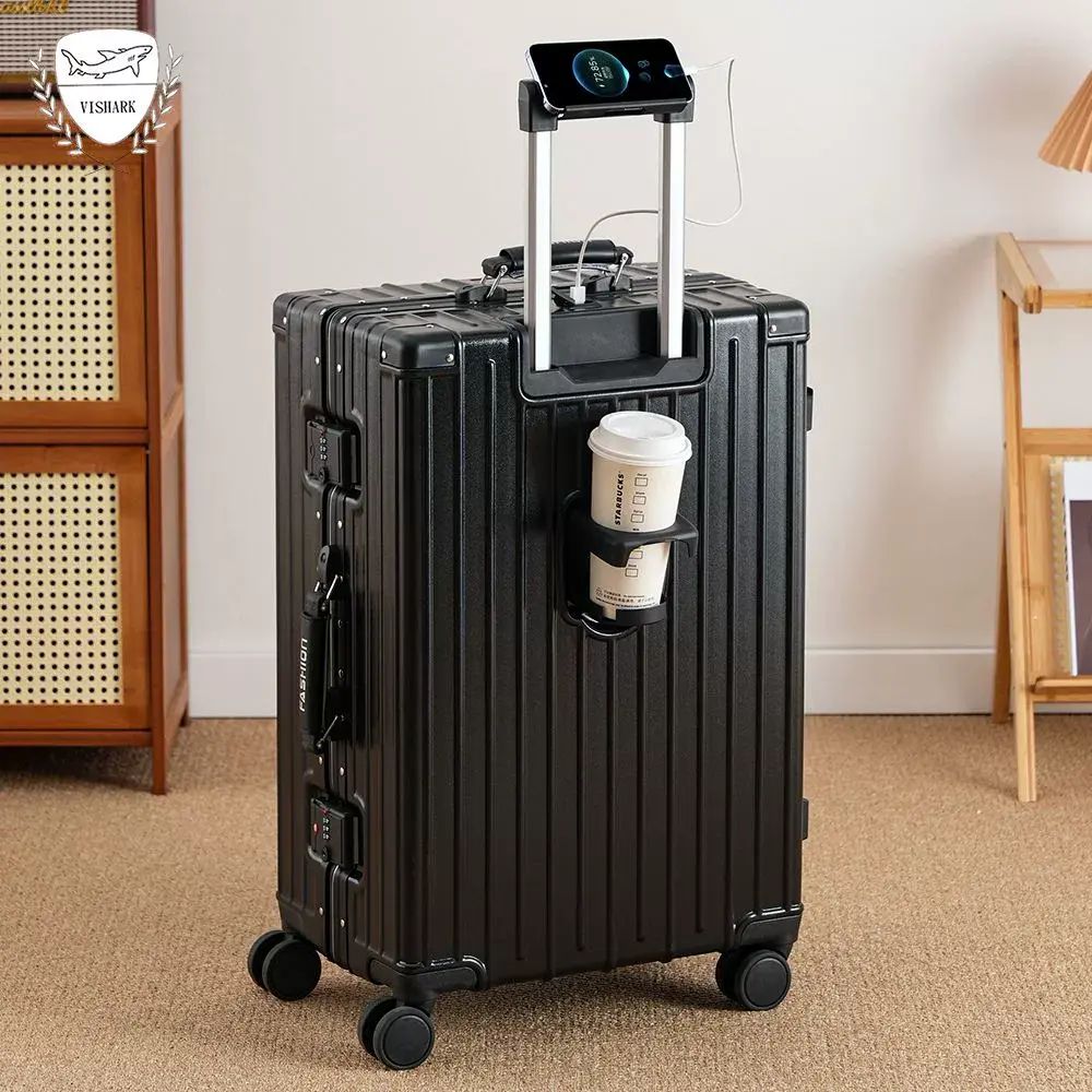 /新款黑色行李箱密碼箱學生拉杆箱旅行箱大容量結實耐用