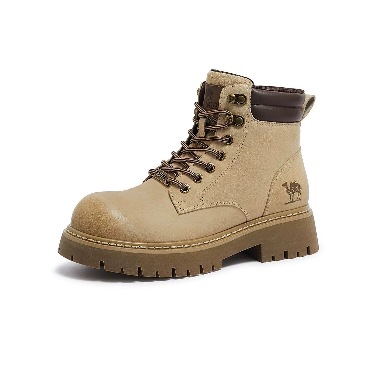 骆驼马丁靴女鞋2025秋季新款户外英伦大黄靴女款厚底短靴工装靴子