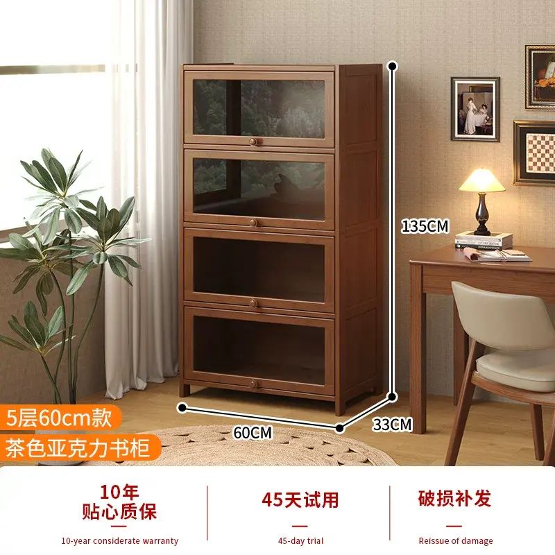 家用落地書櫃收納架帶門現代簡約展示架防塵靠牆書架多層置物架子