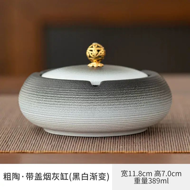 Creative Large Ceramic Ashtray Funnel Anti-Ash With Lid