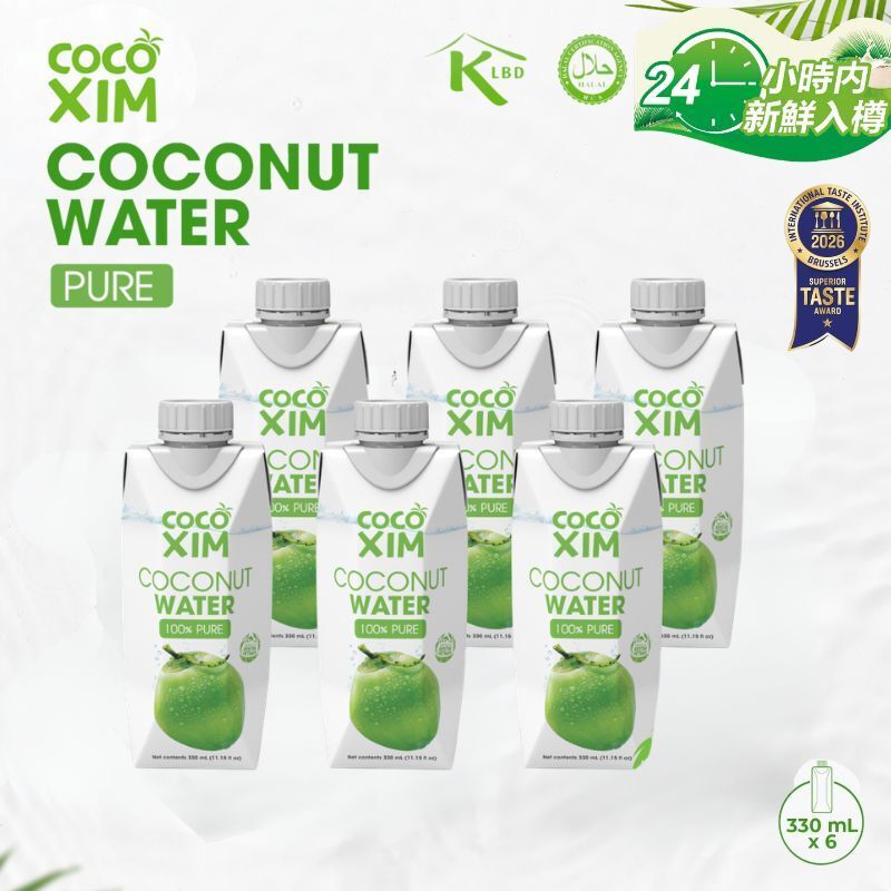 100% Pure Coconut Water 330ml x6  EXP 28 June 2027