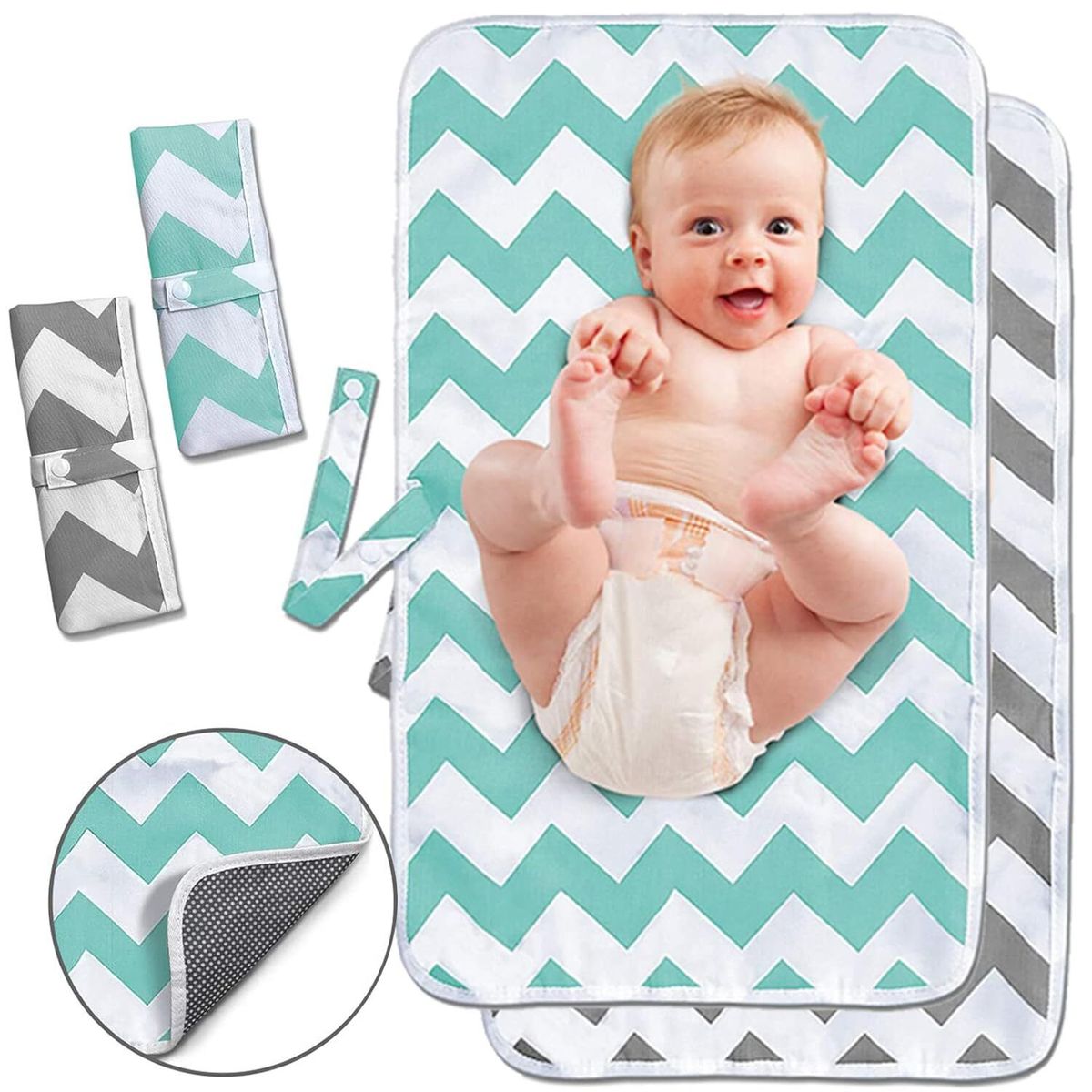 2件裝婴儿换尿布垫, 可携式防水尿布垫, 适合新生儿, 家用或户外旅行