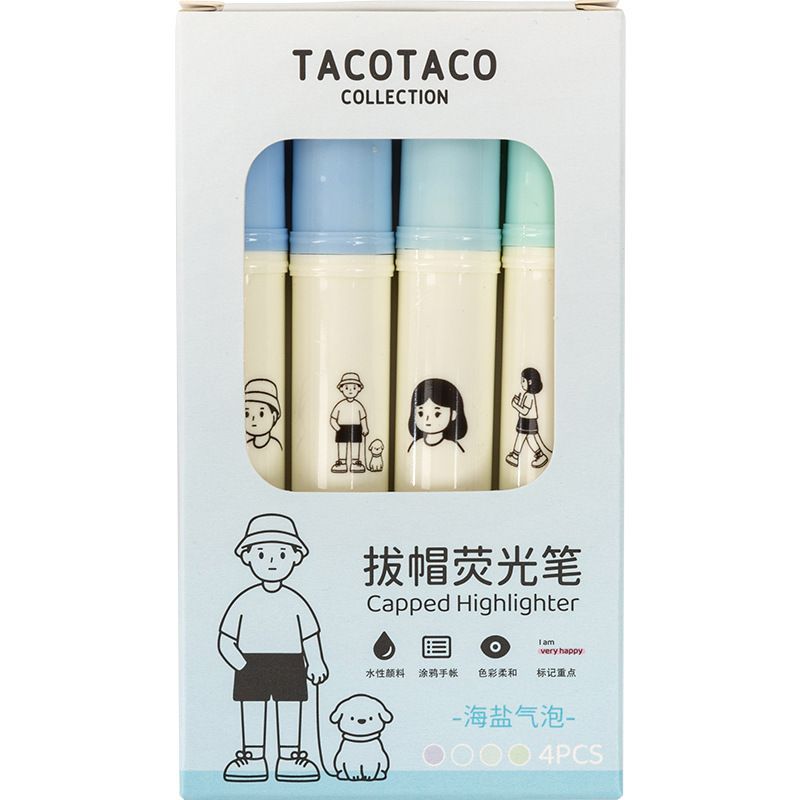 4PCS highlighter pen | highlight pen | hand pen | marker pen | eye friendly soft drawing pen（LBA024）