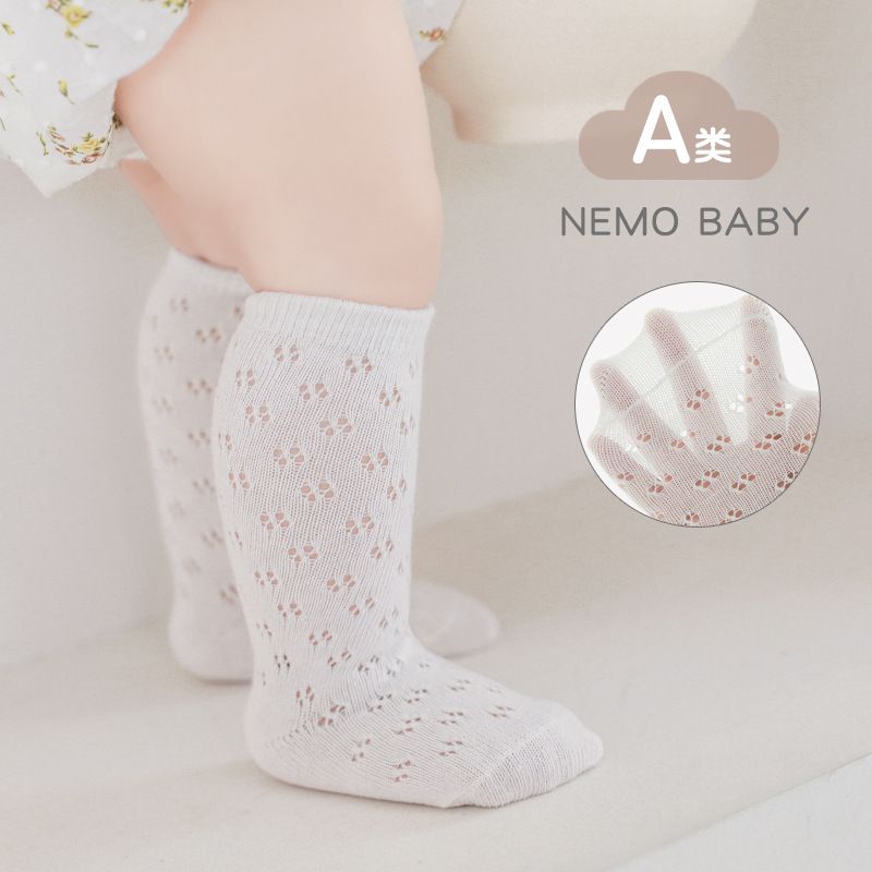 Baby princess crew socks with open mouth  shift ring   thin and ligh-White S code 0-1 year