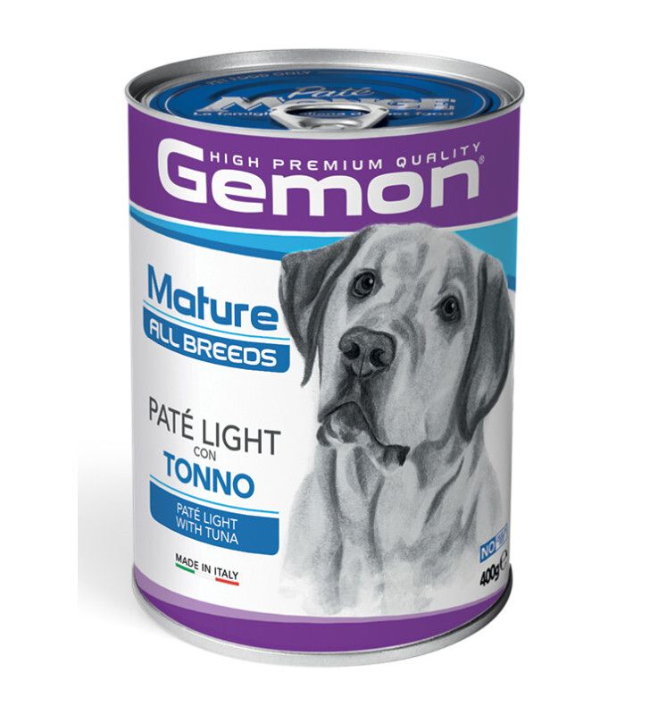 Gemon All Breeds Mature Paté Light with Tuna For Senior Dog Can 400g [GEM-7842] 