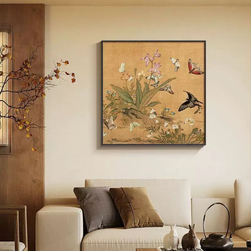 宋氏美学花鸟画客厅装饰画新中式沙发背景墙挂画方形餐厅卧室壁画
