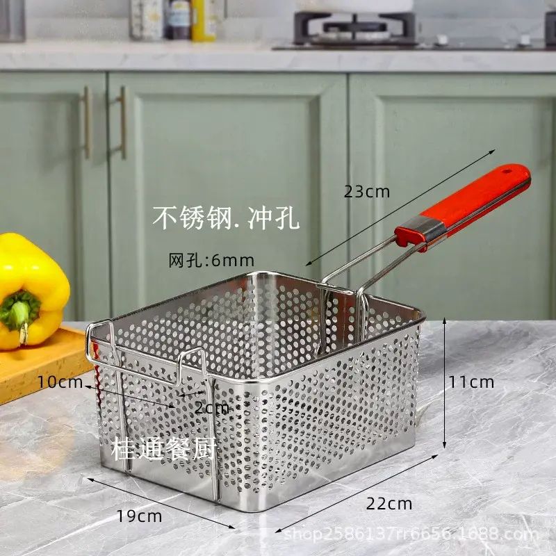 不鏽鋼衝孔小吃炸籃炸網炸篩油炸籃瀝油筐電炸爐過濾篩網漏勺商用