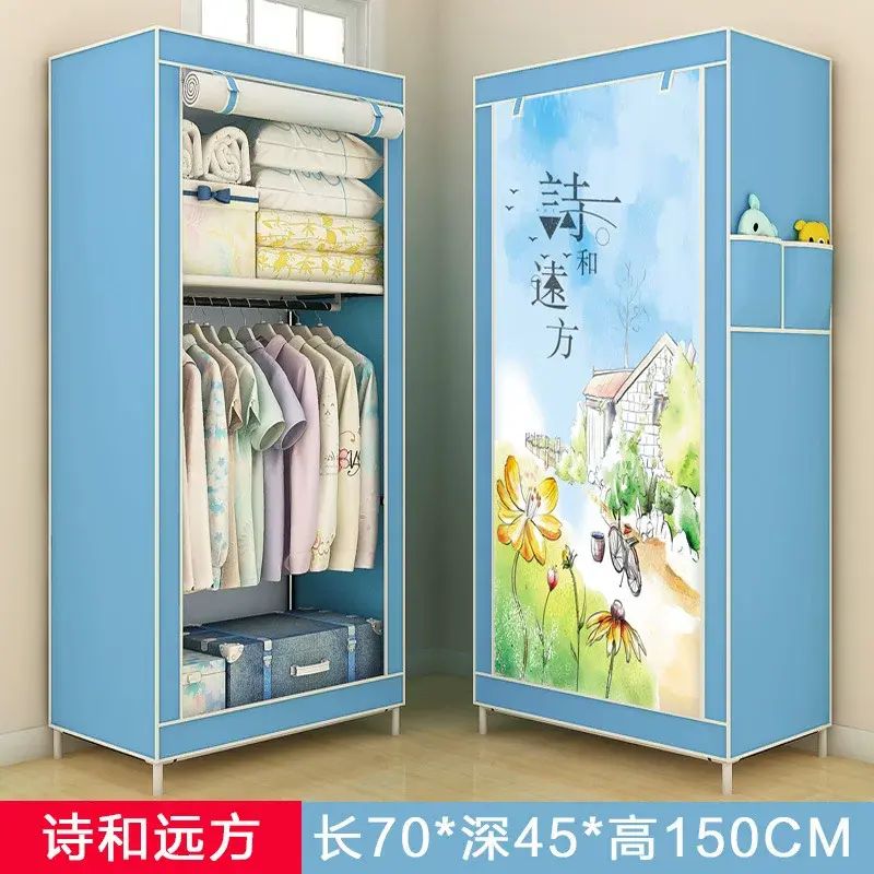 单人钢管加固布衣柜小号无纺布简易衣柜学生折叠小衣橱组合柜