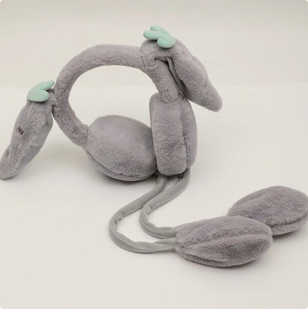 保暖防風毛絨耳罩(建議年齡3-12歲  DEZ36；灰色 耳朵可動款)