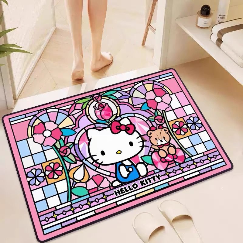 全城熱賣 | Hello Kitty卡通圖案硅藻土吸水地墊地毯 卡通地墊 廁所防滑墊 吸水踩腳墊 門口地墊 | HKTVmall 香港最大網購平台