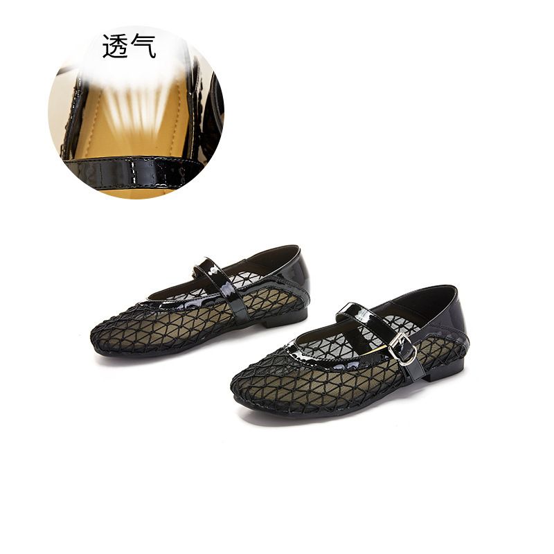Sheepskin Mary Jane shoes spring and summer new women's casual shoes hollowed-out mesh breathable