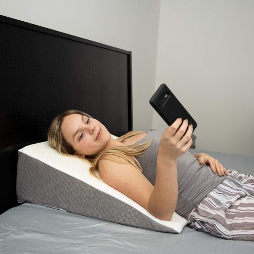 JISULIFE | Bed Wedge Pillow with Memory Foam Top | Chic Jacquard Pillow Case | Wedge Pillow for Sleep Gastroeso | HKTVmall The Largest HK Shopping Platform