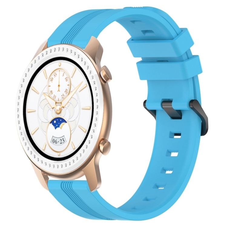 For Amazfit GTR 42mm 20mm Concave Striped Slicone Watch Band (Skyblue)