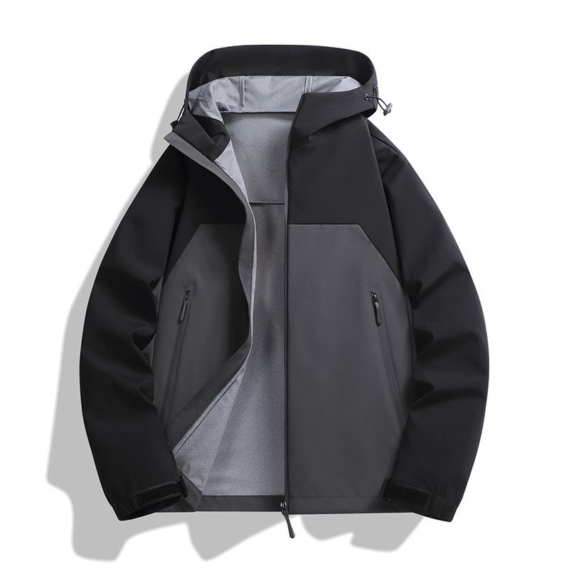 夹克男春季新款户外防风防水机能冲锋衣情侣款拼色百搭登山服男