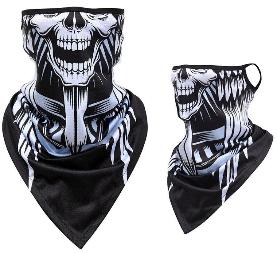 冰絲掛耳面罩三角巾脖套網眼防風圍脖（黑色骷髏）（均碼43cm*25cm）