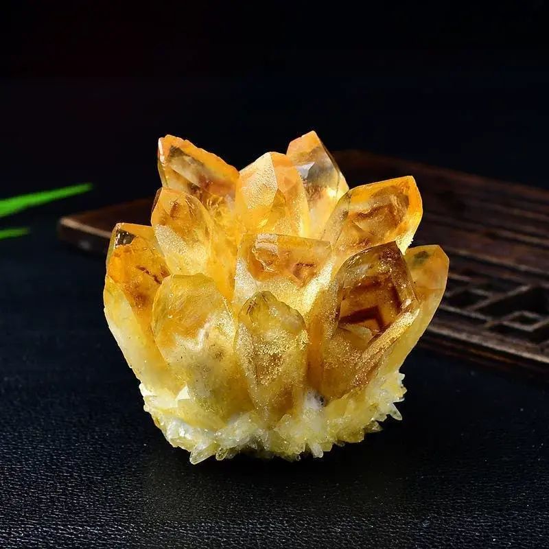Natural citrine tooth crystal cluster violent citrine raw stone specimen home degaussing energy sto