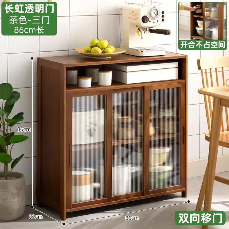 MJ厨房置物架多层收纳架微波炉储物柜子落地调味料餐碟家用碗柜锅