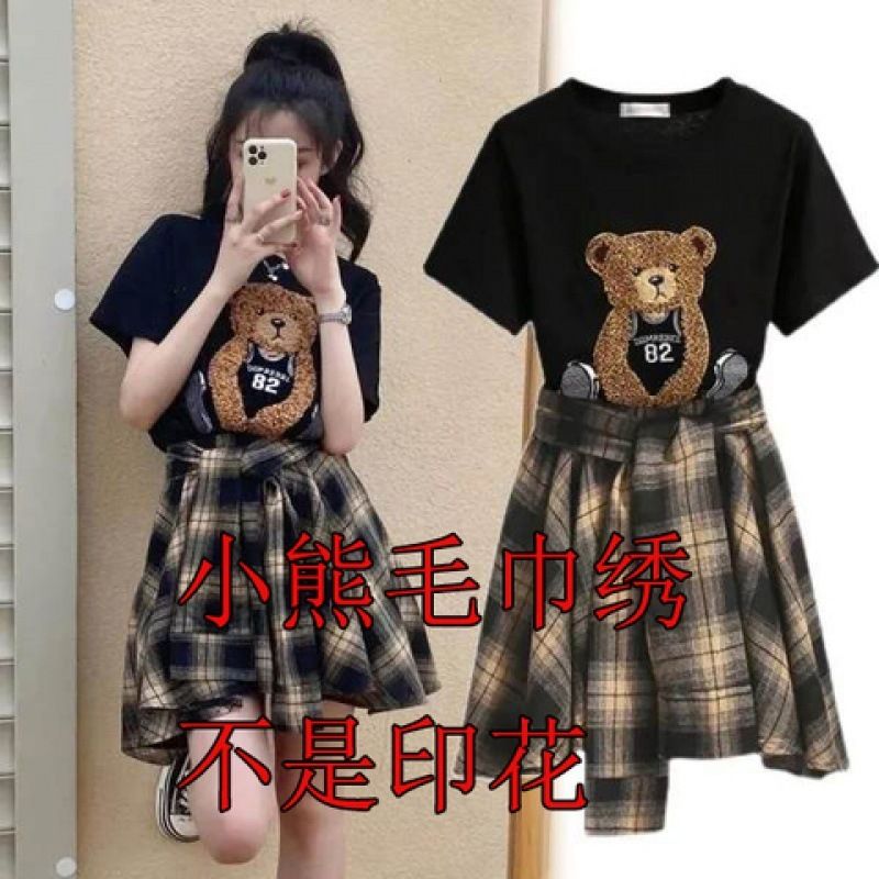 Athletic-style mini set summer 2025 new women's retro Hong Kong style trendy internet cel-Unit top S