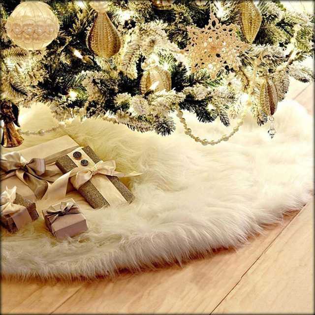 Merry Christmas耶誕節裝飾品聖誕樹裙純白色長毛絨節日裝扮Christmas tree skirt