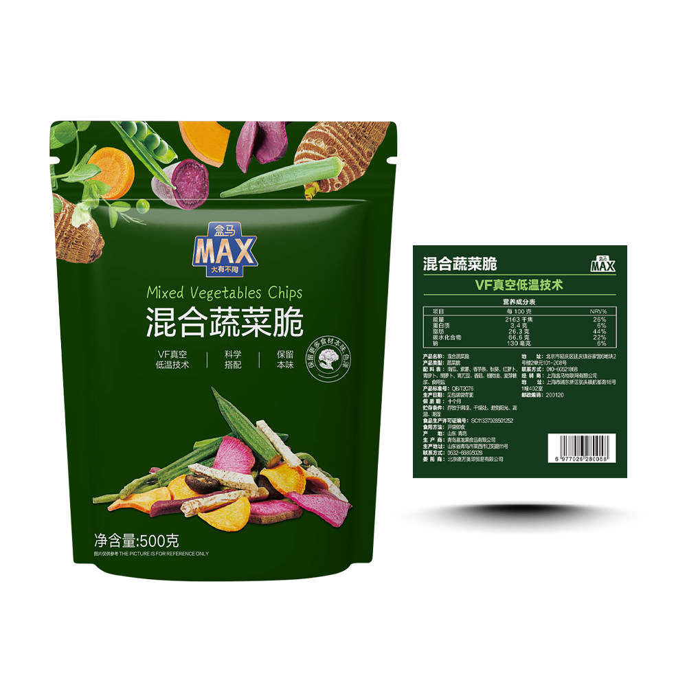 盒馬MAX混合蔬菜脆500g蔬菜乾果乾果脯零食平行進口