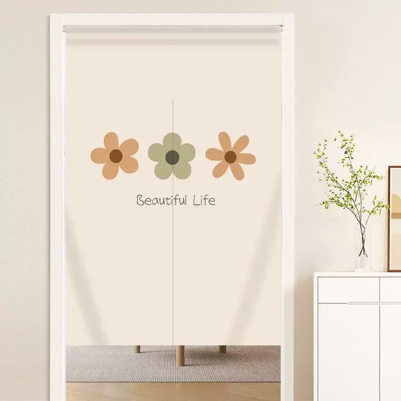 可爱卡通卧室门帘隔断帘家用厨房遮挡帘半帘厕所卫生间半帘免打孔