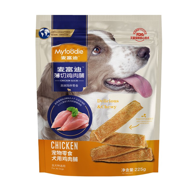 麦富迪狗零食鸡胸肉干薄切肉干鸡鸭肉小型犬幼犬训练奖励
