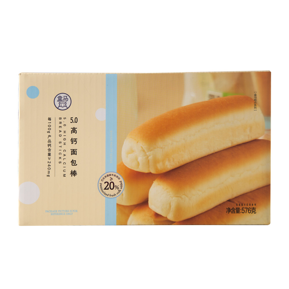 盒馬5.0高鈣麵包棒576g早餐包學生兒童營養健康平行進口