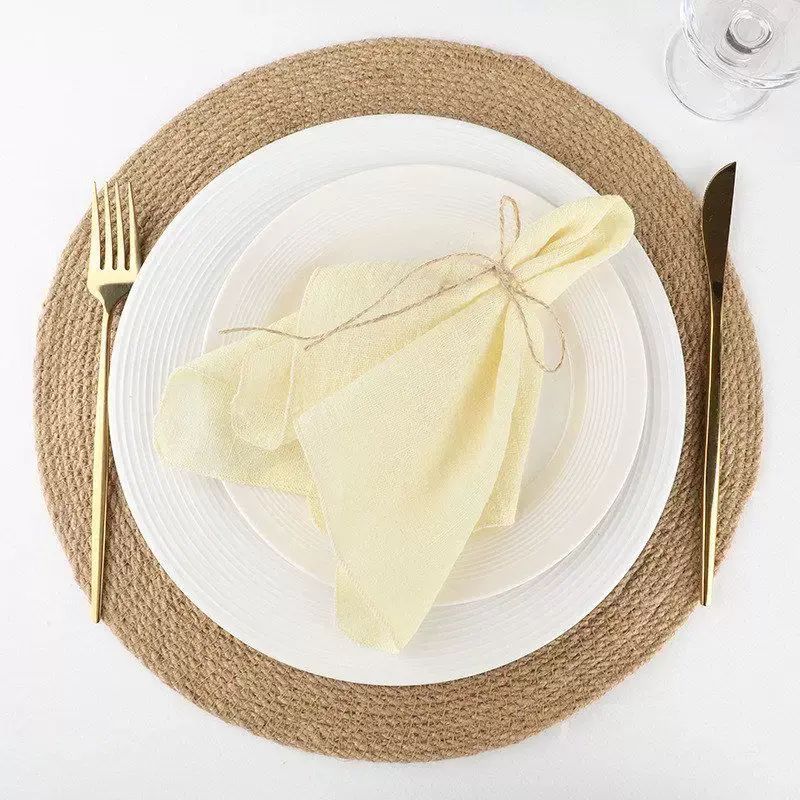 纯棉餐巾ins绉布法式锁边包边口布派对西餐垫桌装饰