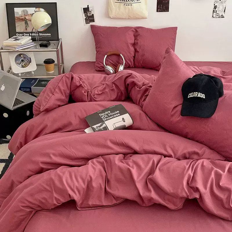 床品四件套水洗棉床单罩四季磨毛 三件套学生宿舍