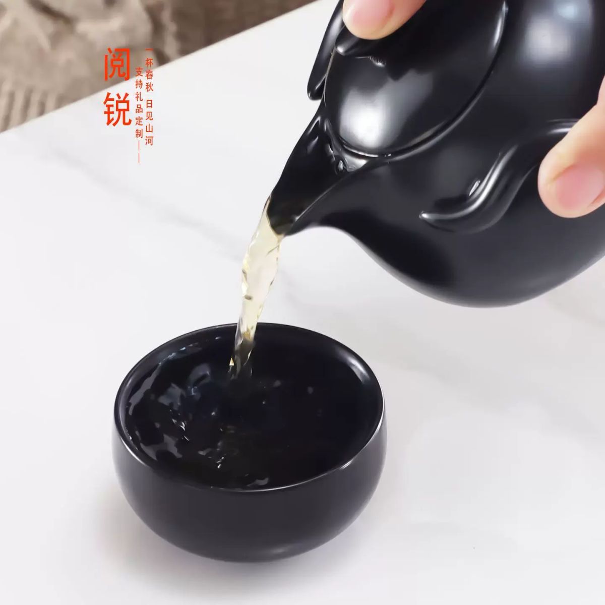定窯一壺二杯茶具套裝日式手抓壺戶外便攜旅行功夫茶禮品批發