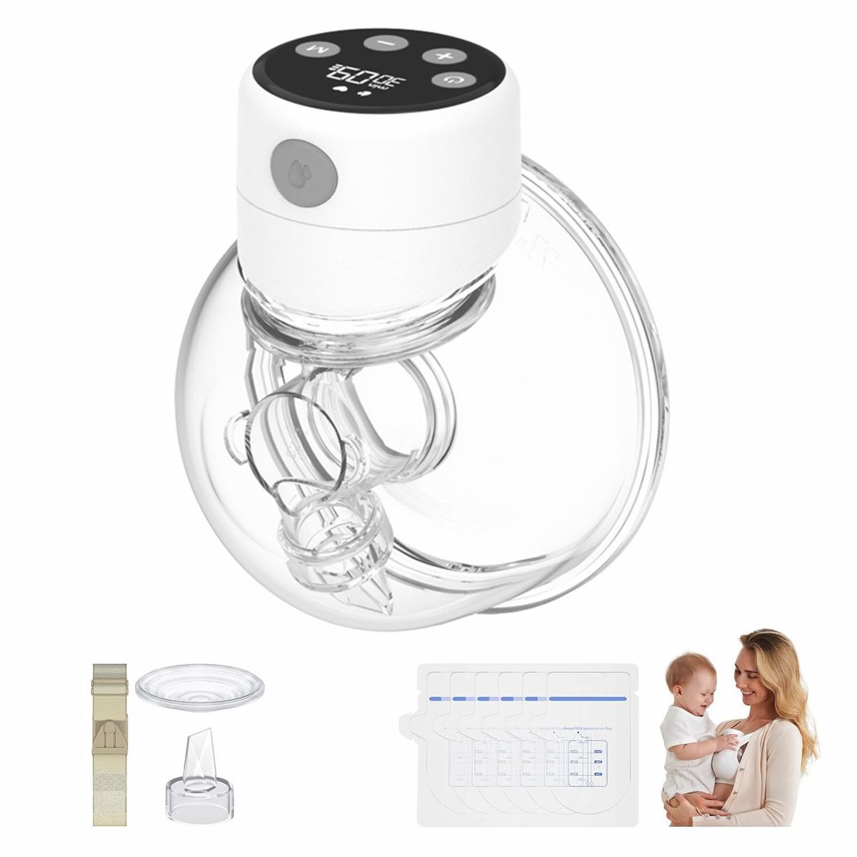 可穿戴式电动吸奶器，便携式电动吸奶器，産后母乳喂养，免手持吸奶器，舒适无痛 解放双手 母乳收集器 静音自动 2种模式9档调节更隐私便捷