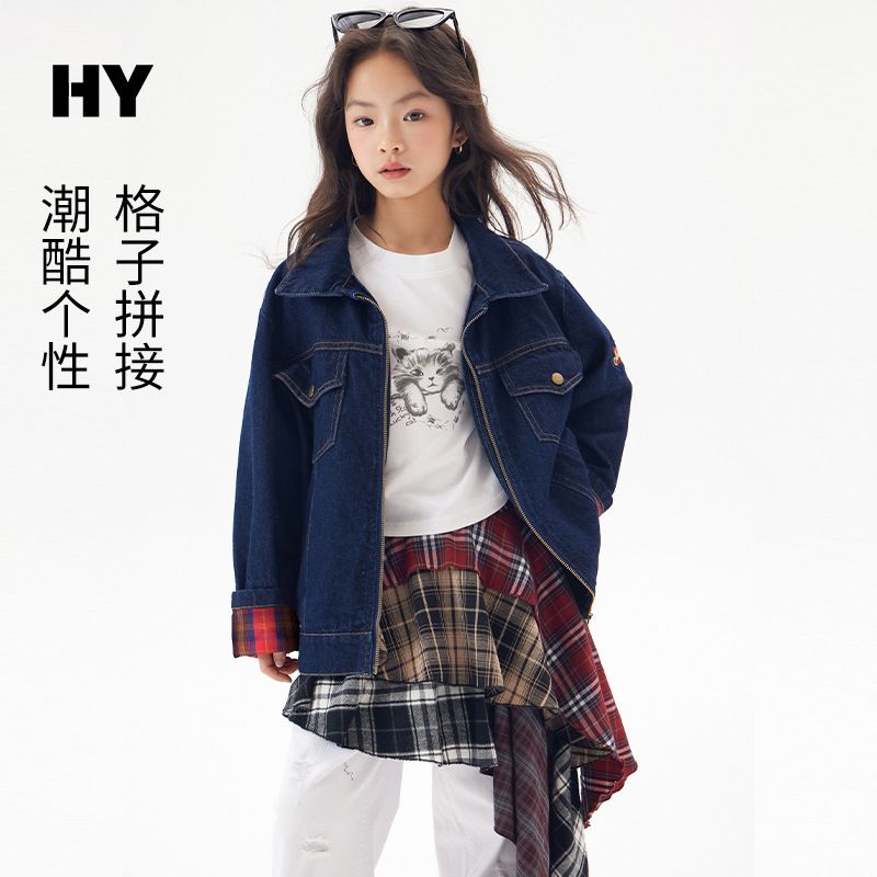 儿童复古牛仔外套2026春季新款女童韩版翻领上衣中大童休闲春