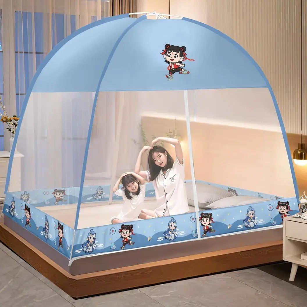 蒙古包蚊帐加厚密拉链式蚊帐双人宿舍家用卧室床平行进口