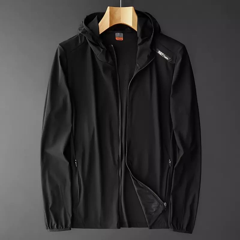 冰丝防晒衣服男夏季户外休闲防紫外线钓鱼服男士速干透气连帽外套