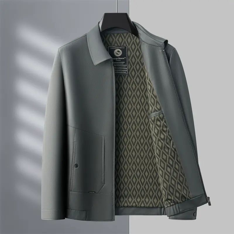 新款皮衣外套秋冬季仿真皮加绒翻领