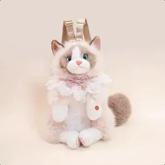 新款模擬貓咪玩偶會貓叫布偶貓公仔背囊安撫毛公仔女生日禮物
