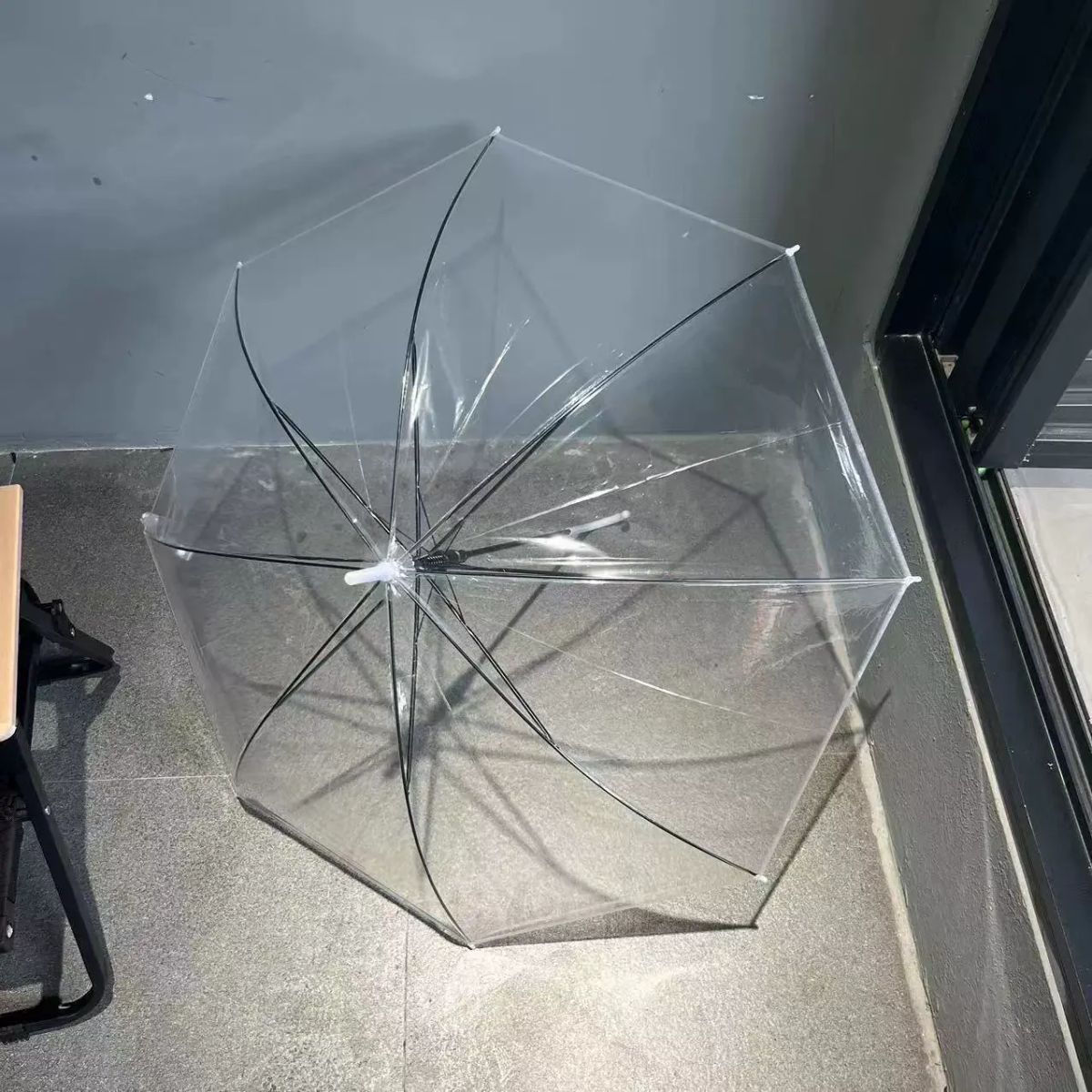 16骨超高顏值拍照神器純透明雨傘自動長柄透明傘白色透明雨傘
