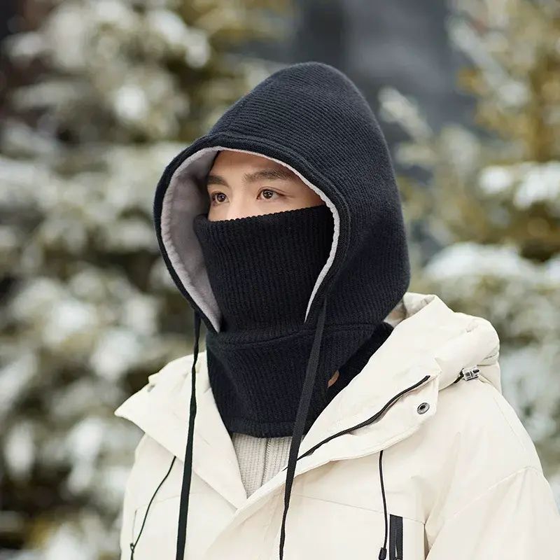 帽子男冬季新款围脖一体套头帽加厚防风保暖护耳大头围雷锋帽