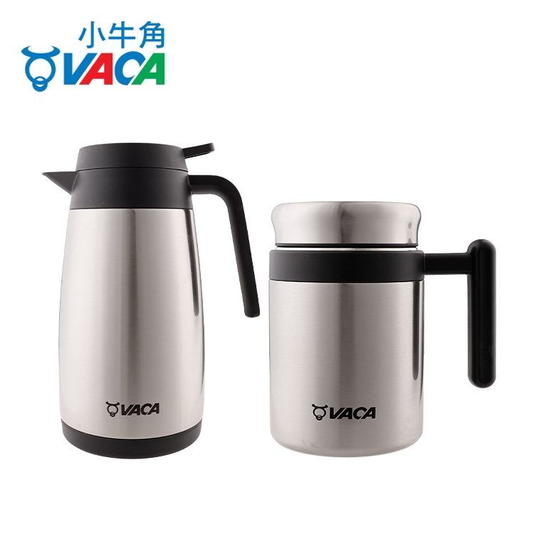 不銹鋼真空保溫套裝：手斟壺 1000ml + 手柄杯 490ml - 不銹鋼色 (VSS213S)