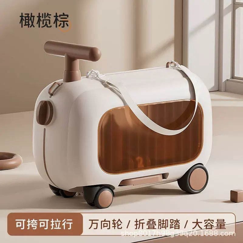 New Kids Trolley Suitcase, Child Can Ride, Carry-On, Lightweight Children's Travel Suitcase