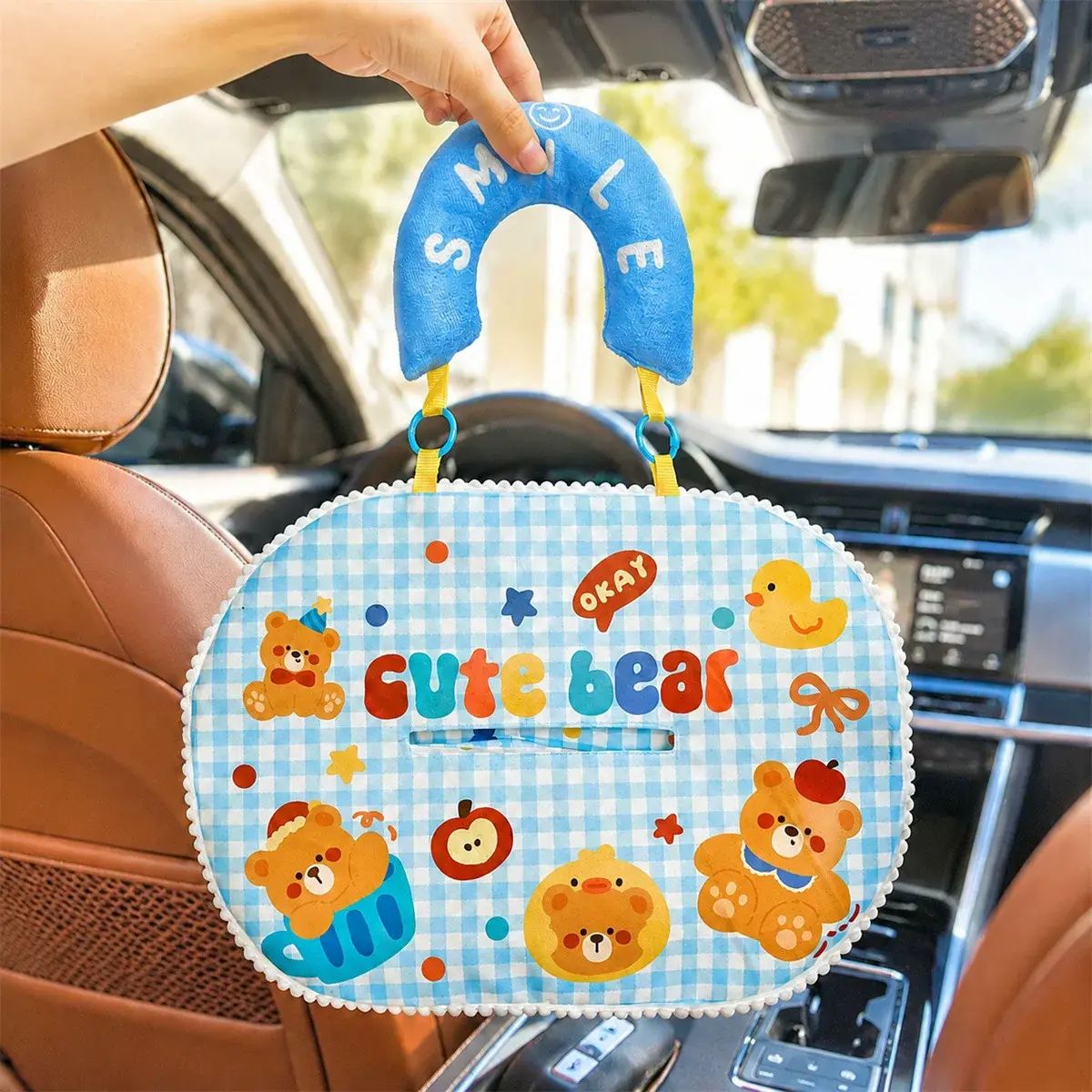 車載好物座椅掛式車載紙巾盒卡通黑貓汽車盒裝紙巾盒車內飾品多功能