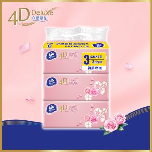 4D Deluxe Softpack Facial Tissue 3s (First Rose)