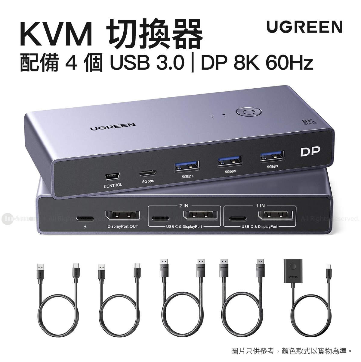 8K DisplayPort KVM Switch with 4 USB 3.0 Ports (3 USB-A + 1 USB-C) | CM695/ 25962