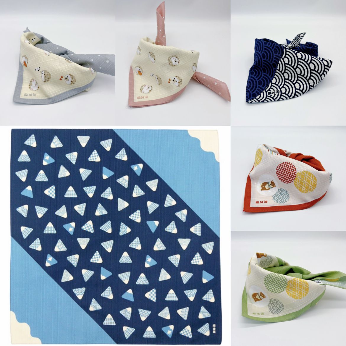 日本製純棉富士山貓狗寵物圍巾風呂敷