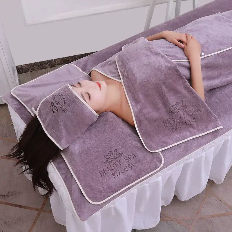 Towel and bathrobe set with Velcro wrap towel, bath skirt, beauty bed with hole, large towel bed she