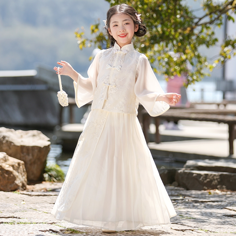 女童古风汉服新中式套装2025新款儿童古装唐装国风超仙公主裙夏季