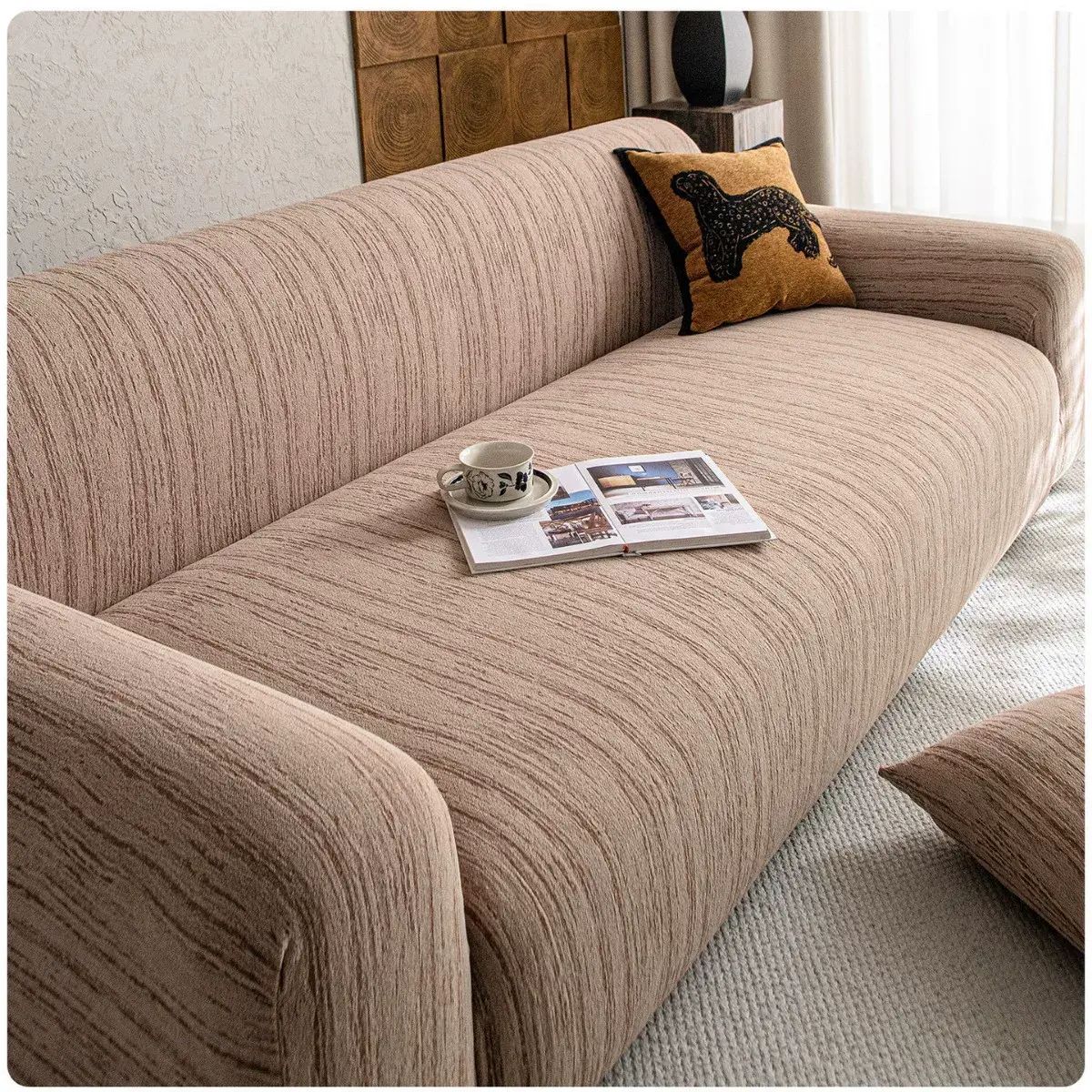 Elastic wood grain sofa cover full wrap